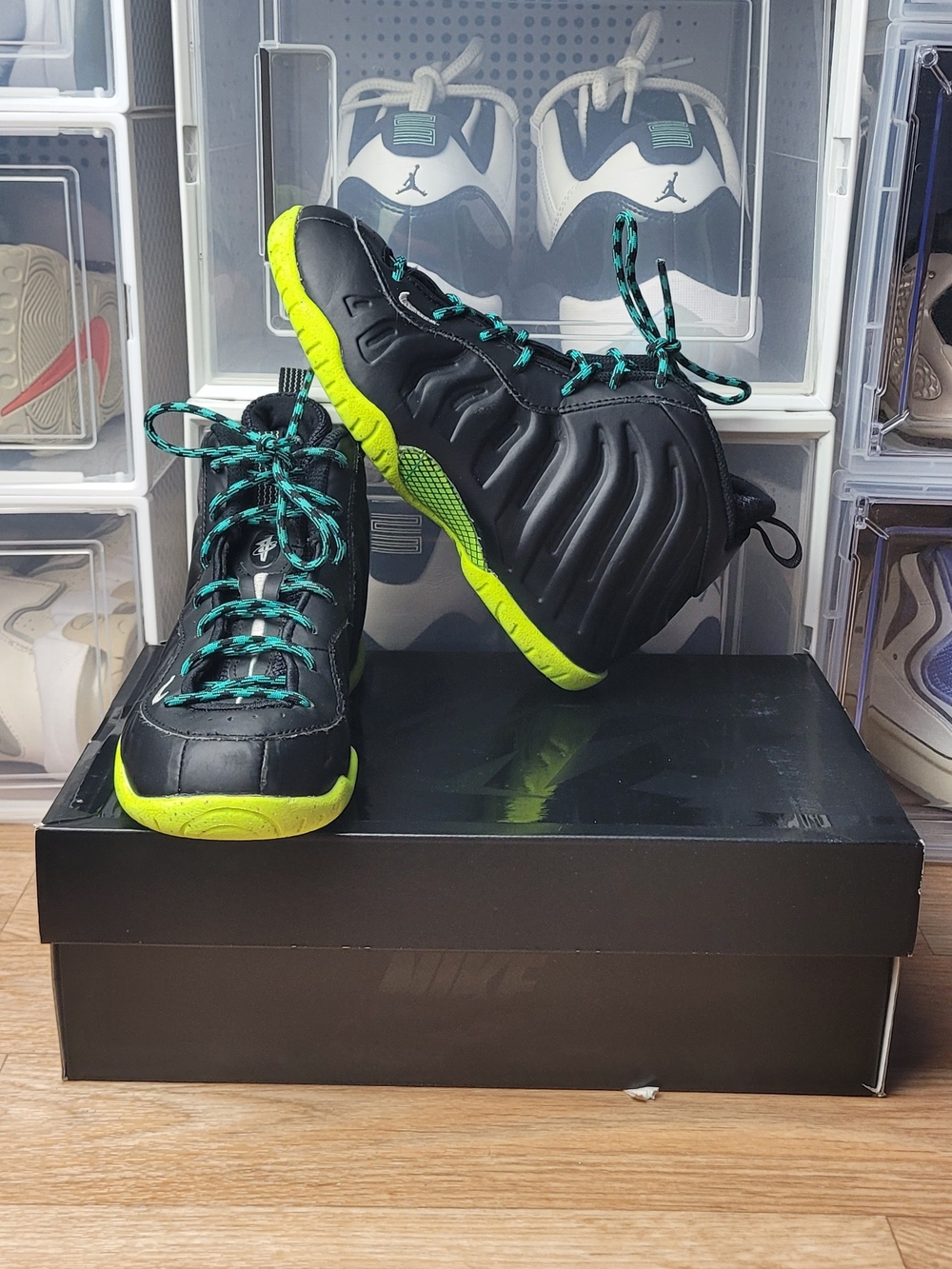 Nike Little Posite One Emerging Powers Kids PS Sz 1Y Black/Volt DZ2853-001